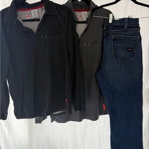 Aristide Dark Heather Work Shirt & Dark Blue Jeans Set